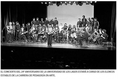 Elencos estables de la Carrera de Pedagogía en Artes, celebran el 24° Aniversario de la Universidad de Los Lagos con un Concierto Abierto a la comunidad.