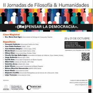 Profesor Juan Alegría Licuime participará en las II JORNADAS DE FILOSOFÍA Y HUMANIDADES: «(RE) PENSAR LA DEMOCRACIA»,