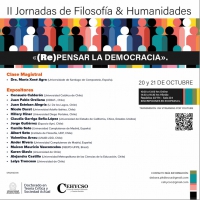 Profesor Juan Alegría Licuime participará en las II JORNADAS DE FILOSOFÍA Y HUMANIDADES: «(RE) PENSAR LA DEMOCRACIA»,