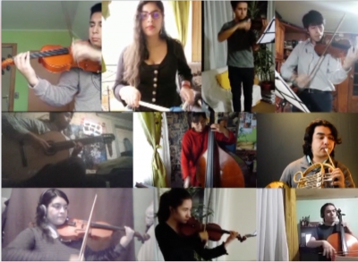 Estudiantes de la Carrera de Pedagogía en Artes con mención música participaron de un video musical en cuarentena.