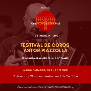 Coro Ulagos fue seleccionado para participar en el encuentro internacional por el centenario del compositor Ástor Piazzolla